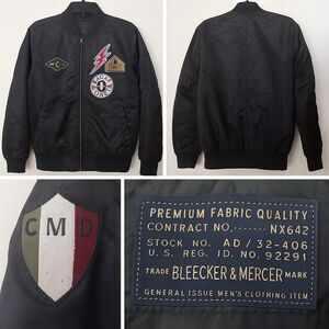 Bleecker & Mercer Sz Large Men Bomber Jacket w/Patches Pilot Military Aviation
